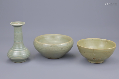 Three Longquan Celadon Items Ming Dynasty and Later