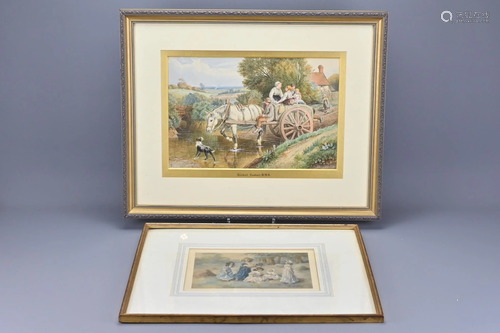 A Watercolour Painting Of Country Scene On Paper,