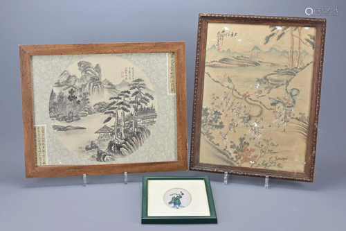 A Chinese Watercolour on Silk Of A Dragon Dance