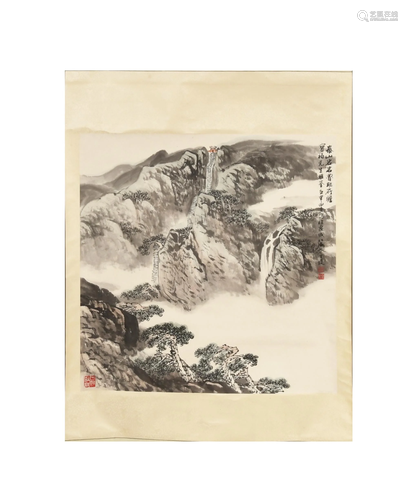 Chinese Landscape Painting by Xu Jindi徐金堤 山水镜心