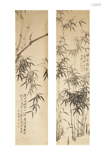 2 Chinese Paintings of Bamboo attrib. Zheng Banqiao郑板桥款 ...