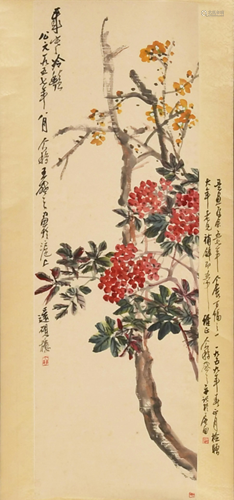 Chinese Flower Painting by Wang Geyi王个簃 花卉立轴