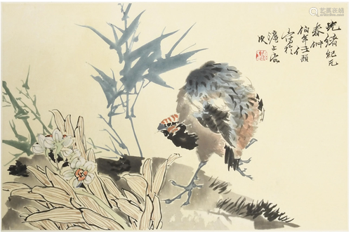 Chinese Painting of a Bird Attributed to Ren Bonian任伯年款 ...