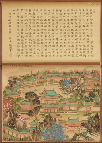 Old Chinese Painting of Daguanyuan绢本大观园全景图立轴