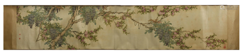 Chinese Flower Handscroll Painting by Zhu Jun竹君 花卉手卷
