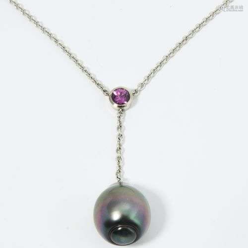 Kulturperlen-Purple Granat-Collier