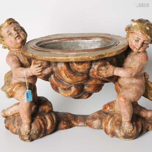 1 Paar Putti mit Weihwasserschale