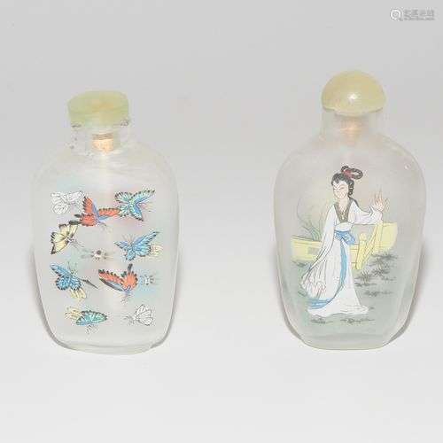 Lot: 2 Snuff Bottles mit Innenmalerei