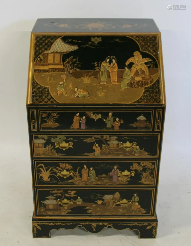 Vintage Lacquered & Chinoiserie Decorated Fall