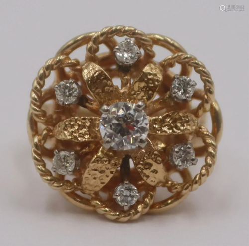 JEWELRY. 14kt Gold and Diamond Ring.