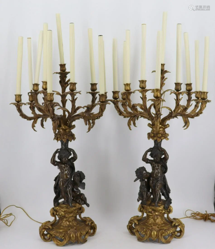 Large And Impressive Pair Of Patinated & Gilt