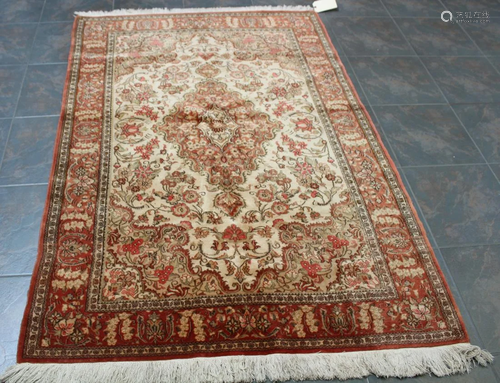 Vintage And Finely Hand Woven Area Carpet.