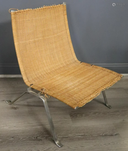 Poul Kjaerholm PK-22 Caned Stainless Chair.