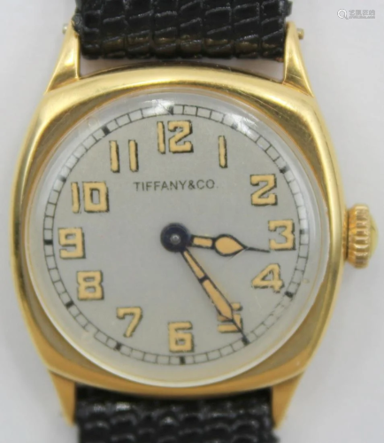JEWELRY. Men's Tiffany & Co 18kt Gold Watch.