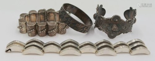 JEWELRY. (4) Mexican Sterling Bracelets.