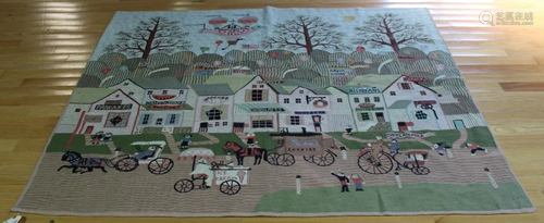 Vintage Benilevi Folk Art Tapestry.