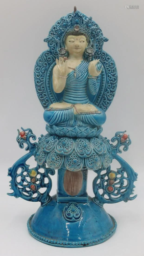 Chinese? Enamel Decorated Buddha and Shrine.