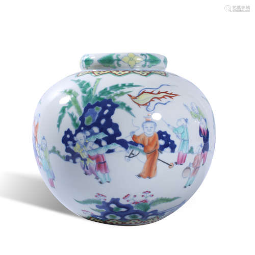 Pastel baby play pattern pot of Qing Dynasty