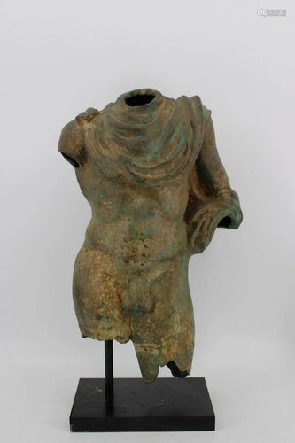 Vintage Patinated Classical Style Bronze Torso