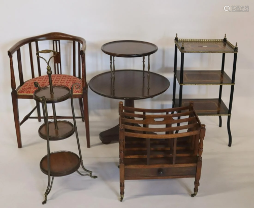 5 Piece Group of Antique Furniture With Canterbury