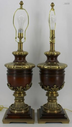 A Fine Quality Pair Of Brass Urn Form Lamps.