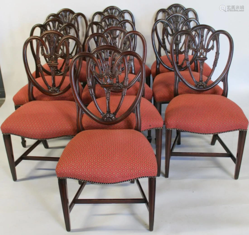 Matched Set Of 10 Mahogany Shield Back Chairs.