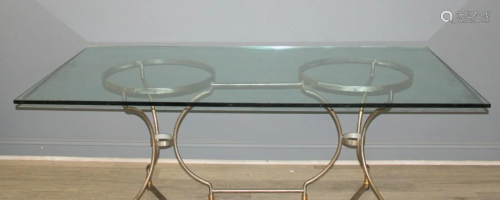 An Unusual Steel & Brass Dining Table
