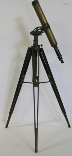 Gundlach Brass Telescope On Wood & Metal Base.