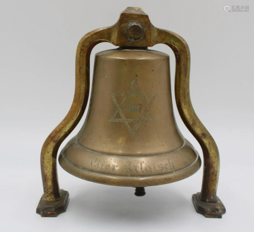 19th Century Brass Bell Dated 1887 within Star of