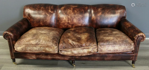 George Smith Leather Upholstered Sofa.
