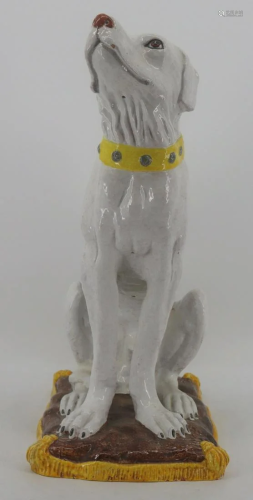 Vintage Painted Terracotta Seated Dog.