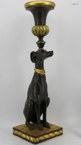Large Paint And Gilt Decorated Carved Wood Dog