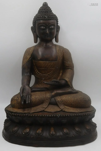 Bronze Seated Buddha on Lotus Base.