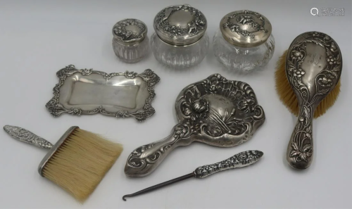 STERLING. American Art Nouveau Silver Vanity Items