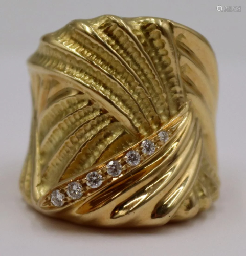 JEWELRY. Signed Augusto 18kt Gold and Diamond Ring