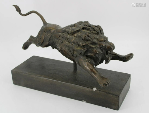 Crook? Signed Bronze Sculpture Of A Lion In Flight