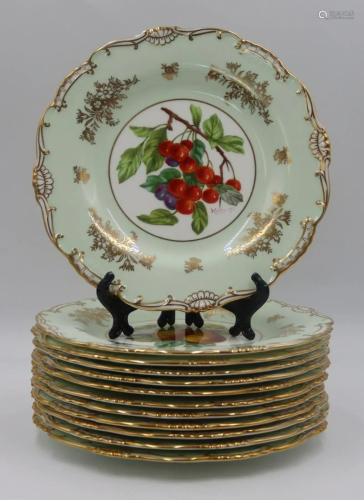(12) Signed Minton Gilt Decorated Fruit Plates.