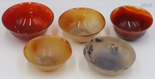 Grouping of (5) Agate and Carnelian Bowls.