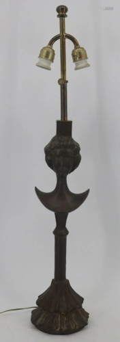 After Giacometti Bronze Tete de Femme Lamp.