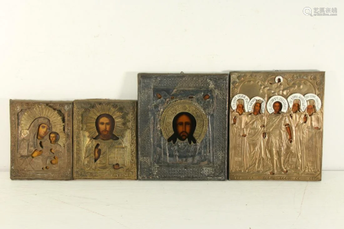 Four Russian Antique Icons .