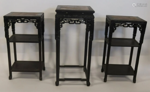 (3) Chinese Marble Top Stands.