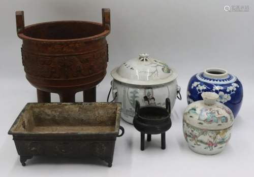 Grouping of Asian Porcelain and Censers.