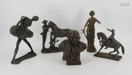 Lot Of 5 Bronze Sculptures Some Signed.