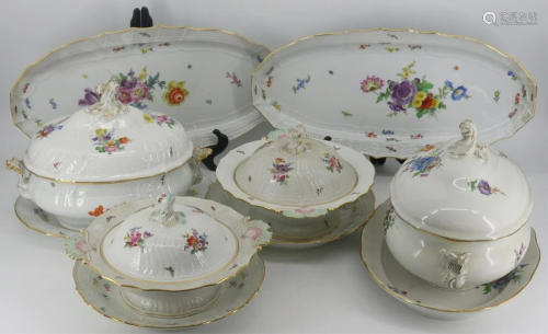 Meissen Hand Painted Porcelain Grouping.