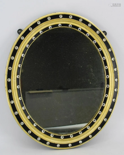 Irish Regency Oval Ebonised & Gilt Decorated