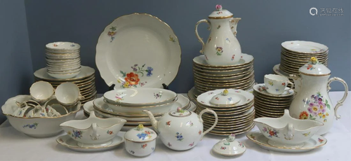 Meissen. Large Service of Hand Painted Porcelain.