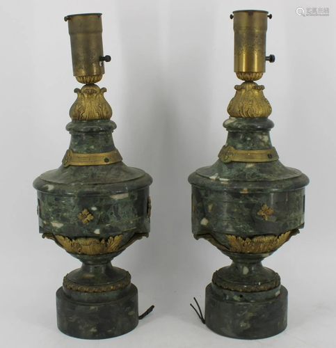 Pair Of Antique Bronze Mounted Specimen Marble