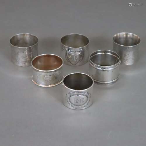 Six ronds de serviette - 5x argent 800, 1x argent 925, tous ...