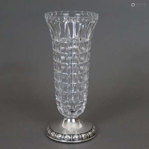 Vase en verre avec pied en argent - années 1920/30, Emil Her...