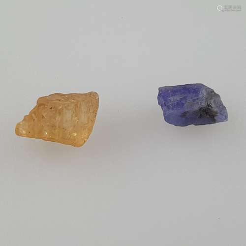 LOT DE 2 GJSPC Certified : 4.90cts Yellow Topaz & 2.87cts Na...